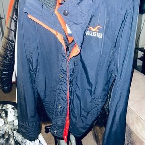 Red and dark blue Hollister coat